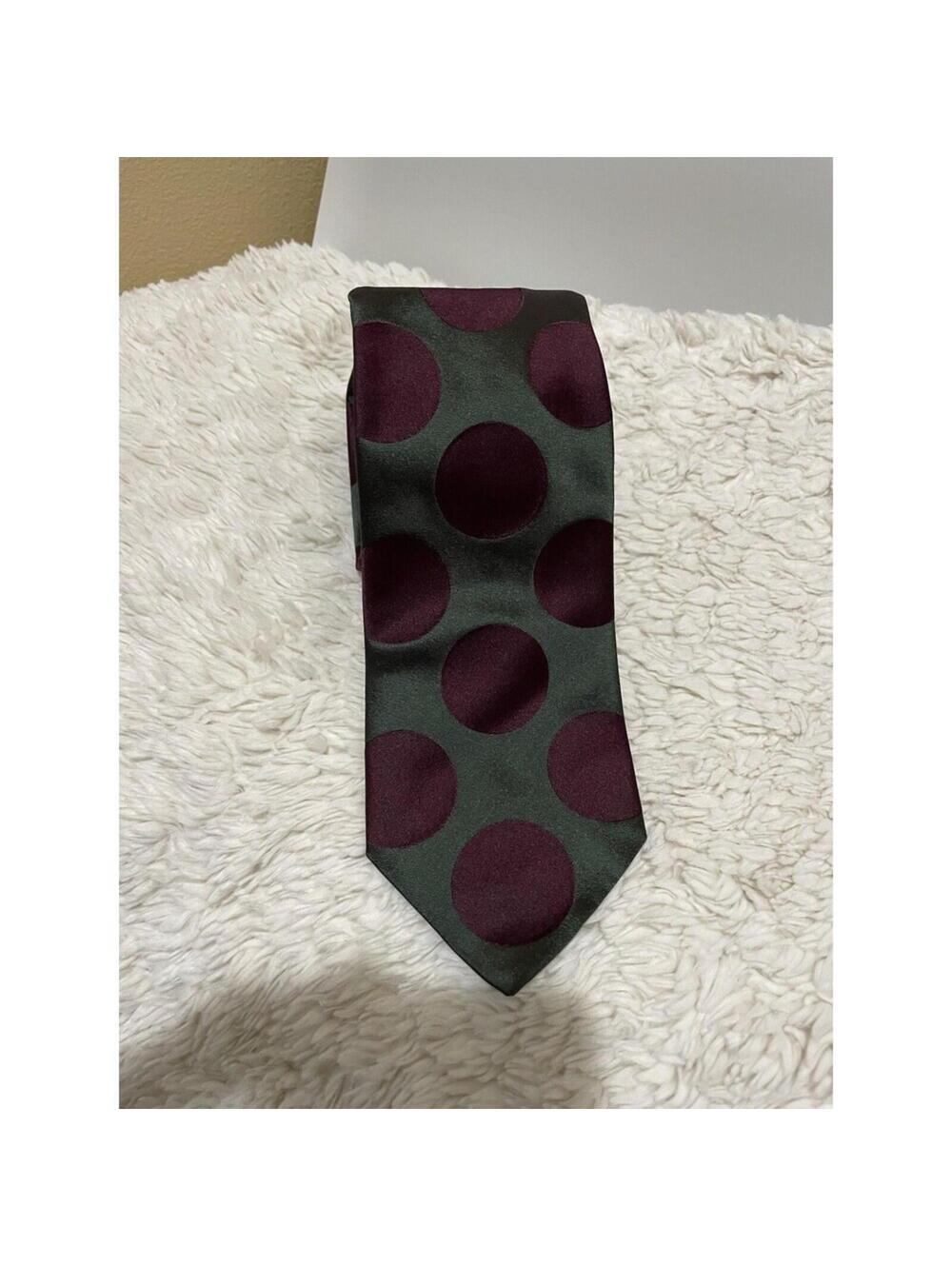 Richard James Saviile Row Men’s Tie 100% Silk Burgundy Green Circle Pattern